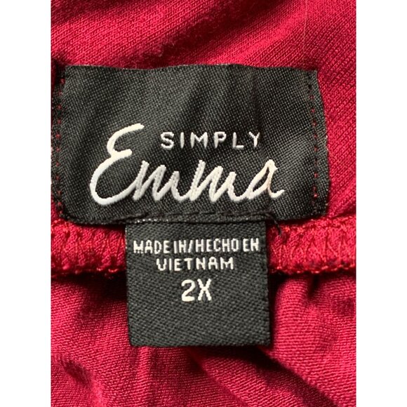 Simply Emma 2X Red Cold Shoulder Bell Sleeve V-Neck Embroider Tunic Top RW10334 - Picture 4 of 10